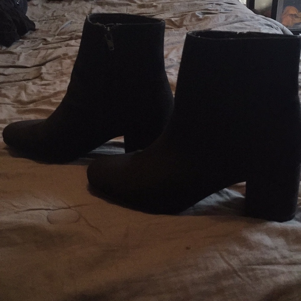 Solid black booties